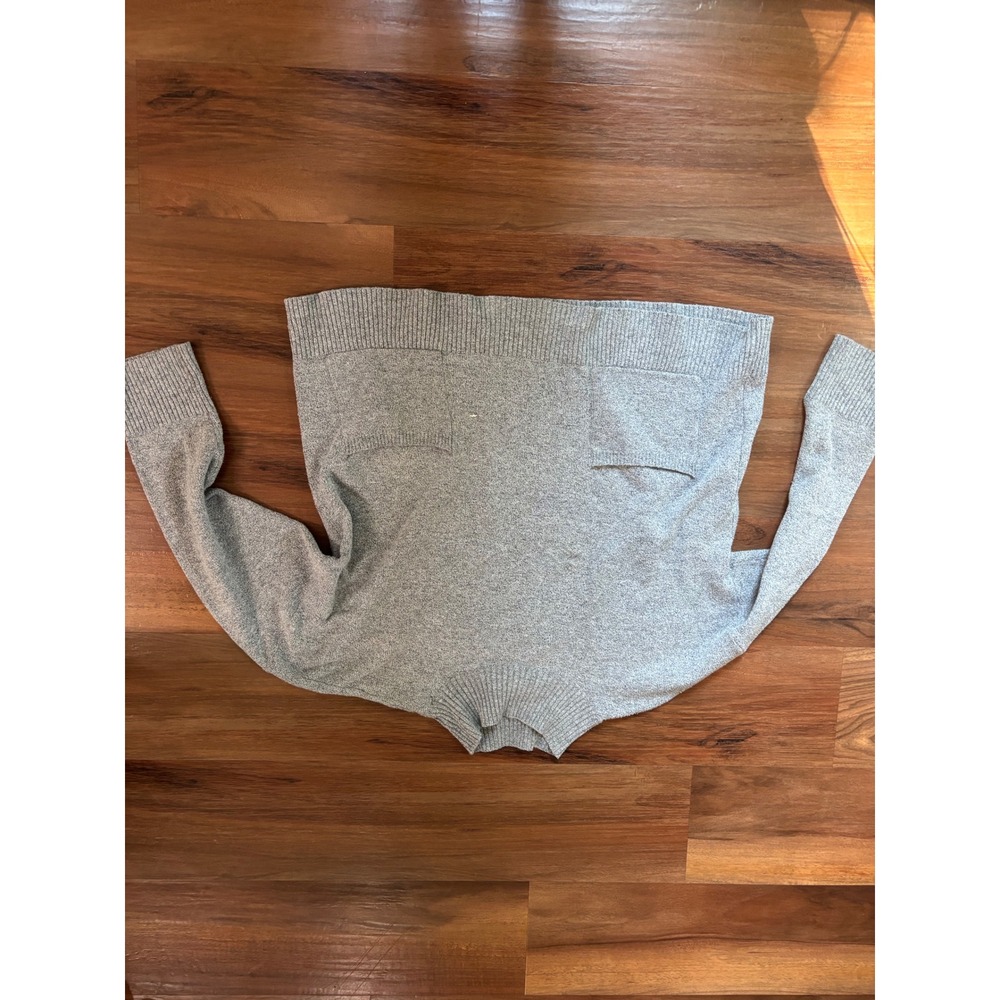 Loft Womens Heather Grey Mock Neck Knit Sweater with Front Pockets Relaxed Fit